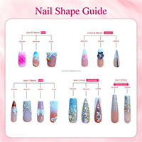 Kuku Palsu Bentuk Kotak Panjang Sedang Buatan Tangan Custom Press On Nails Kuku Akrilik Tebal Dengan Bunga 3D Kuku Buatan