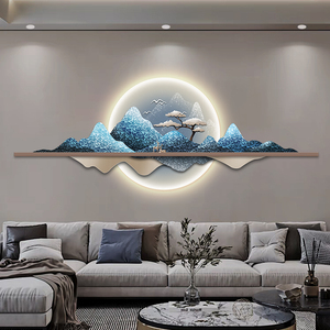 "L'Acqua Che Scorre Porta Ricchezza" - Dipinto Decorativo <span class=keywords><strong>da</strong></span> Soggiorno in Stile Moderno di Lusso, Grande Quadro Paesaggistico con Lampada <span class=keywords><strong>da</strong></span> <span class=keywords><strong>Parete</strong></span> a <span class=keywords><strong>LED</strong></span> - Product Image 2