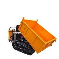 OKEMAN Dumper chenillé hydraulique tout-terrain, moteur essence, transporteur sur chenilles, 2 tonnes, robuste, pour usage agricole, pompe à moteur haute performance