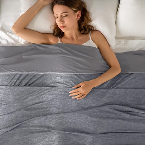 Cooling Breathable Wearable Blanket Solid Blue Soft Cotton Bamboo Fiber Lightweight <b>Sleep</b> Cover for Bed <b>Sofa</b> - Product Image 4