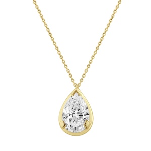 Factory Price Lab Grown Diamond Solitaire Pendant <b>Necklace</b> 14K Solid Gold Pear Cut Fine Jewelry Women - Product Image 2