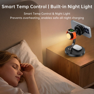 แท่นชาร์จไร้สาย 3 in 1 สำหรับ iPhone พร้อมไฟกลางคืนอุ่นๆ ชาร์จเร็ว 25W ระบบระบายความร้อนด้วยแม่เหล็ก AI TEC Magcold วัสดุโลหะผสม ขายส่ง - Product Image 3