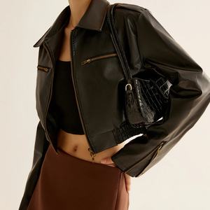 Chaqueta de Motociclista Urbana de Moda 2025, Chaqueta Corta con Cierre, Chaqueta de Cuero PU con Cintura Ajustada - Product Image 3