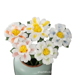 Handmade Ceramic Peony <strong>Flowers</strong>, Artificial Floral Decor for Living Room, Dining Table Centerpiece, <strong>Vase</strong> Arrangement - Product Image 2