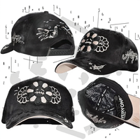 Casquette de baseball originale 2026 en daim à large bord, avec appliques en strass brodées, style tropical, pour performance