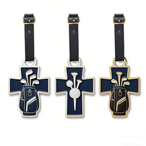 Fabricants en gros <span class=keywords><strong>de</strong></span> porte-étiquettes <span class=keywords><strong>de</strong></span> sac en cuir noir <span class=keywords><strong>de</strong></span> bonne qualité avec impression UV surélevée, métal, golf - Product Image 3