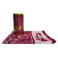 Ensemble de tapis de prière en polyester à motifs géométriques avec seau et chapelet assortis pour la maison et la mosquée