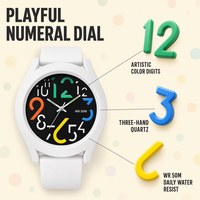 Montre à quartz ronde artistique et colorée avec chiffres, cadran noir, résistante à l'eau, unisexe, cadeau, vente en gros