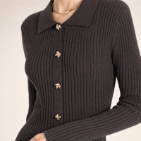 Robe moulante longue à col polo en maille côtelée, avec décoration florale, jupe plissée évasée, taille naturelle, respirante, style vintage et élégant