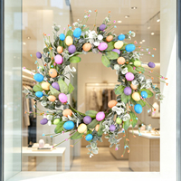 Corona de Pascua de 40 cm/15.7 pulgadas con huevos coloridos y follaje de eucalipto para puerta principal, pared, chimenea, decoración de primavera, venta al por mayor