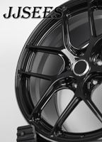 JJSEES Jantes en alliage forgé sur mesure 18-26 pouces Noir brillant à rayons fendus concaves profonds pour BMW Audi Mercedes Porsche Lexus Tesla