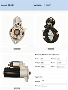 Démarreur de voiture VW LT 28-35 2.5 TDi ANJ 05.1999-07.2006 VW LT 28-35 2.5 TDi APA 05.1999 12V 2.0KW 1125507 - Product Image 4