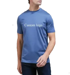 도매 공급 업체 머서라이즈 코튼 티셔츠 블랭크 커스텀 디자이너 패션 라운드 넥 더블 머서라이즈 코튼 T 셔츠 남성용