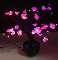 Bunga Dekoratif Pengaturan Kantor, Bunga Magnolia Serat Optik dengan Lampu Led RGB Dekorasi Dalam Ruangan