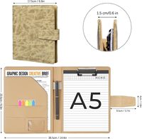 Portafolio de Cuero Agoer A5 con Cierre Magnético, Pestañas Adhesivas, Portaplumas, Clips para Notas, para Oficina y Conferencias, Color Ginger