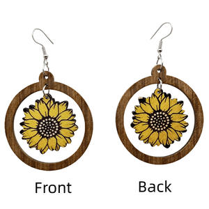 Pendientes de madera Colgante de girasol vintage Regalo del Día de los maestros de graduación para mujeres Uionen 1758 - Product Image 6
