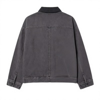 Veste en jean vintage délavé à l'acide, col montant, fermeture éclair, design rétro, batik, effet éclaboussures de peinture, sur mesure OEM, haute qualité, pour hommes