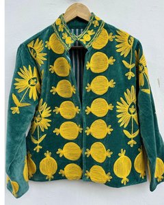 Handmade <b>Velvet</b> Suzani Candy Embroidered Winter <b>Jacket</b> OEM Exporter Manufacturer India - Product Image 4