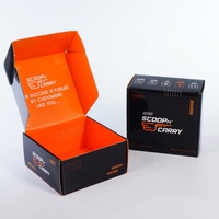 Caja de Envío Personalizada con Logotipo, Exterior Negro, Interior Naranja, Impresión, Caja de Cartón Corrugado Reciclado, Embalaje Personalizado