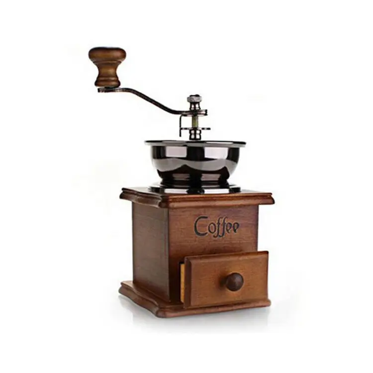 Manual portátil de cerámica Mini Core café cónico Burr amoladora/hecho a mano Molino de Grano de café con cuerpo de madera