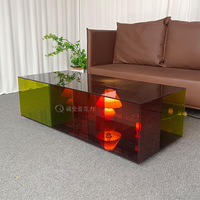 Table basse rectangulaire moderne en acrylique italien Rangement pratique et belle table à thé