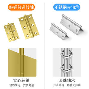 Bisagras para Puertas de Armario de Acero Inoxidable y Cobre Puro, 2 Pulgadas/2.5 Pulgadas/3 Pulgadas, Bisagras Oscilantes Silenciosas con Rodamiento, Diseño Reforzado - Product Image 4