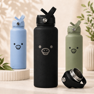 Custom Cute Pattern Stainless Steel Insulated Straw <b>Bottle</b> with Carry Handle Leakproof Water <b>Flask</b> for Travel - Product Image 2