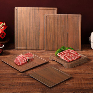 Wild Yunnan Mushroom Hot Pot Tableware: Imitation Walnut Wood Grain Plate, Sukiyaki and Wagyu Beef Plate, <b>Grilled</b> Meat Plate, - Product Image 1