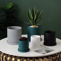 Pots de plantes nordiques modernes en céramique émaillée, décoratifs d'intérieur avec plateau, Logo personnalisé, tailles de Pots de fleurs