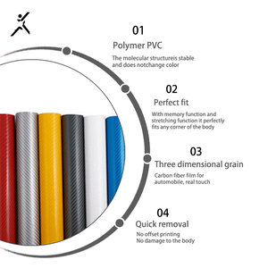 Film PVC Berkualitas Tinggi 4D Serat Karbon Pembungkus Mobil <span class=keywords><strong>Vinyl</strong></span> Film Hitam Kuning Stiker Kendaraan Pembungkus Mobil Film - Product Image 2
