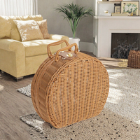 Panier de rangement en plastique tressé imitation rotin, style valise, avec couvercle, imperméable, multifonction, décoration d'intérieur, boîte cadeau