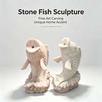 Statue de fontaine en marbre rouge coucher de soleil, sculpture de poisson Koi sculptée à la main pour villa, cour, jardin, piscine, ornement aquatique