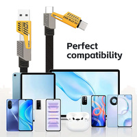 Kabel Data USB Type-C ke Type-C Universal 4-in-1 Super Fast Charging PD 27W 6A dengan Selubung Nilon untuk Ponsel