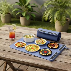 Tapis chauffant pour aliments en silicone grande capacité avec protection contre la surchauffe et mode d'économie d'énergie pour table à manger intérieure et extérieure - Product Image 6