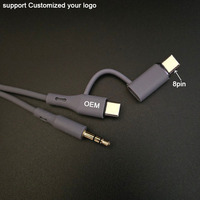 Câbles audio 2-en-1 USB-C et 8 broches vers jack 3,5 mm pour haut-parleurs stéréo haute fidélité et écouteurs de voiture