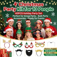 Kits de fête de Noël 12 pièces avec costumes, chapeaux et accessoires – Lots mixtes en gros