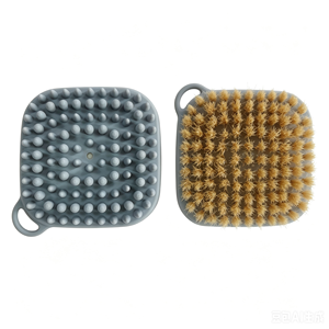 Cepillo de Baño para Mascotas de Doble Cara con Masaje de Silicona y Cerdas Naturales para Perros y Gatos, Herramienta de Aseo para Limpieza Profunda y Control de la Caída de Pelo - Product Image 1