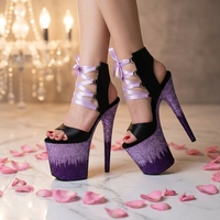 Sandales sexy à plateforme et talons hauts pour femme, personnalisées, à paillettes, style exotique, à bout ouvert, avec lacets à la cheville et lanières, pour la pole dance