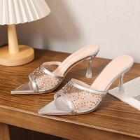 Nouveauté tendance en promotion : Sandales transparentes à talons hauts en PVC avec strass, grandes tailles pour femmes et dames