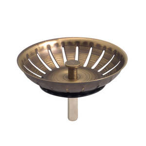 Grille de vidange classique en laiton antique D 83 pour évier - Product Image 1