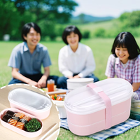 Recipientes de comida estilo japonés de PP, libres de BPA, aptos para lavavajillas, juego de loncheras tipo bento.
