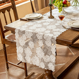 Chemin de table en dentelle tissée blanche, nappe rectangulaire décorative pour Noël, mariage, anniversaire, banquet à domicile - Product Image 2