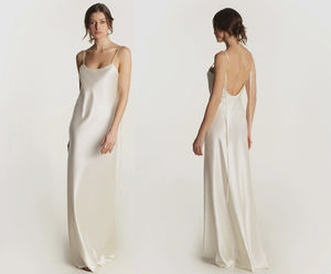 Gaun Sutra Mewah Panjang Elegan Wanita Terlaris, Bernapas, Lembut, Tanpa Punggung, Tali Tanpa Lengan, Pakaian Tidur, Tali Panjang Seksi - Product Image 2