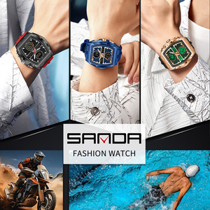 Montre numérique pour homme SANDA 6203, forme tonneau, sport de plein air, multifonction, compte à rebours, lumineuse, étanche, montre-bracelet pour adolescents - Product Image 6