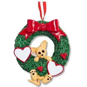 Adorno Navideño de Resina Personalizado con Figura de <span class=keywords><strong>Chihuahua</strong></span> en una Corona, Artesanía en Resina - Product Image 1
