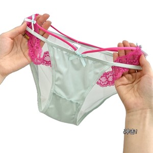Dopamine qui favorise l'abstinence ! Culotte sexy en dentelle pour femme, taille basse croisée, entrejambe en pur coton, nœud color-block - Product Image 5