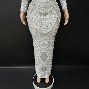 Novance Y3710 Nuovi Arrivi Abiti <span class=keywords><strong>da</strong></span> Sera di Lusso con Strass e Perle per Donne, Elegante Vestito <span class=keywords><strong>Bianco</strong></span> per Matrimoni e Cocktail Party - Product Image 5