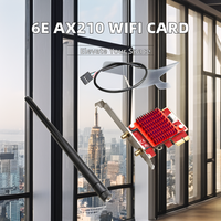 Tarjeta WiFi 6E PCIe AX210 con Bluetooth 5.2, Adaptador WLAN Tri-Banda de 5400M (6GHz/5GHz/2.4GHz), Cable Incluido, Producto para Computadoras