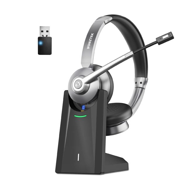 Computer Headset Noise Cancellation  Headphones Wireless Headset for Work, PC, Teams, Zoom, Skype