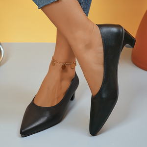 <span class=keywords><strong>Zapatos</strong></span> <span class=keywords><strong>de</strong></span> Tacón Grueso Negros <span class=keywords><strong>de</strong></span> Cuero para Mujer, Profesionales, para Banco, Hotel, Azafatas, Trabajo, Entrevista - Product Image 5